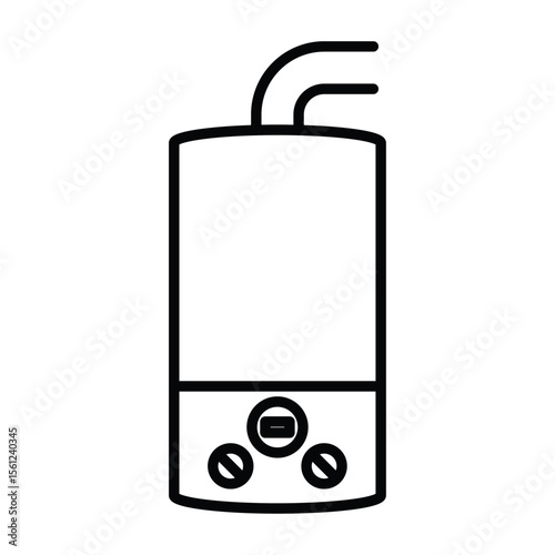 Electric heating boiler icon Black and white outline flat sign vector