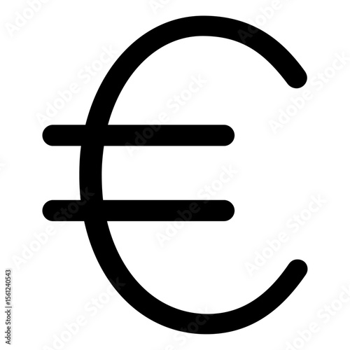 euro sign icon Black and white outline flat sign vector