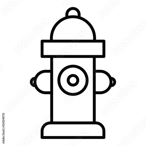 Fire hydrant icon Black and white outline flat sign vector