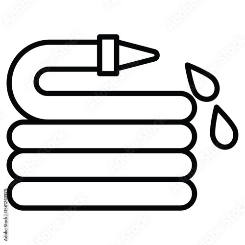 garden hose icon Black and white outline flat sign vector