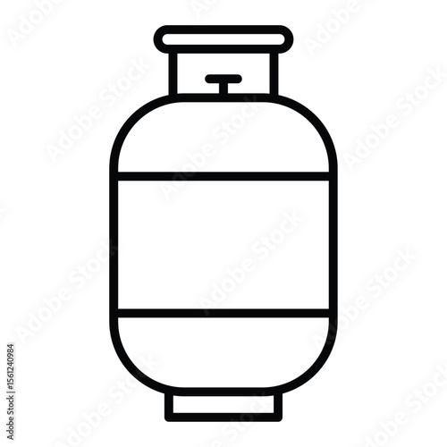 Gas cylinder icon Black and white outline flat sign vector