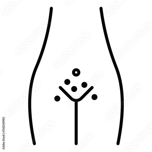 Genital rash icon Black and white outline flat sign vector