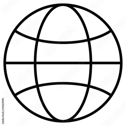globe icon Black and white outline flat sign vector