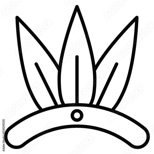 Headdress Brazil icon Black and white outline flat sign vector