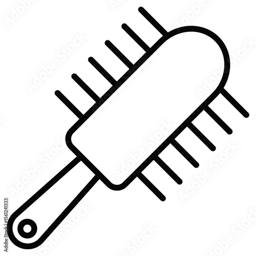Hair comb icon Black and white outline flat sign vector