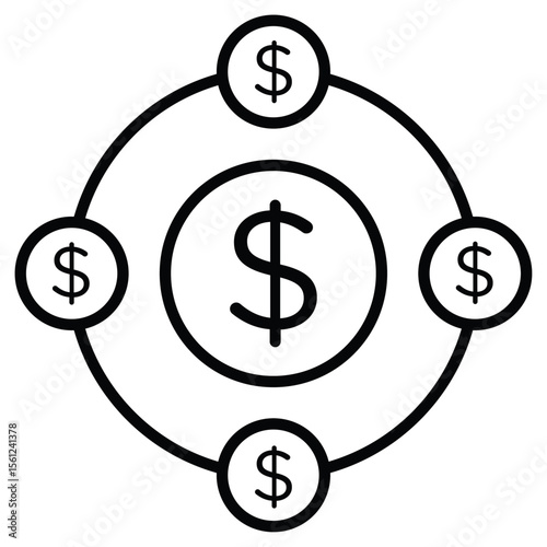 hedge fund icon Black and white outline flat sign vector