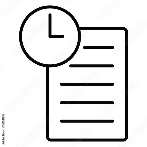 history icon Black and white outline flat sign vector