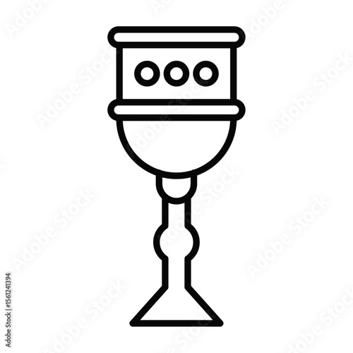 Holy chalice icon Black and white outline flat sign vector