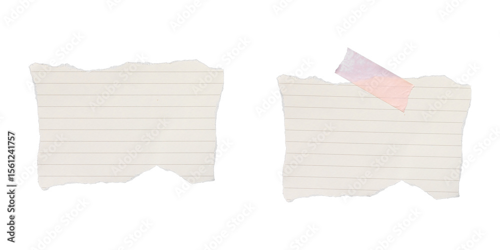 Fototapeta premium blank lined paper with tape isolated on transparent background,note paper message office business tag sign