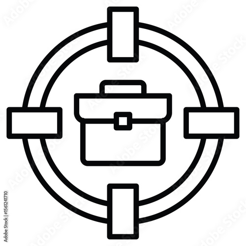 Job Seeking Icon Black and white outline flat sign vector