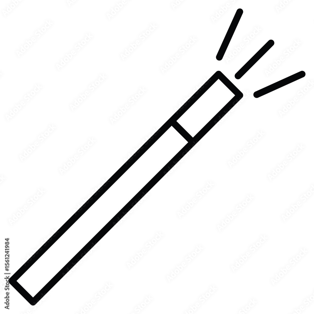 magic wand icon Black and white outline flat sign vector