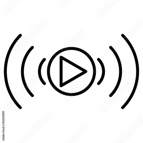 Live icon Black and white outline flat sign vector