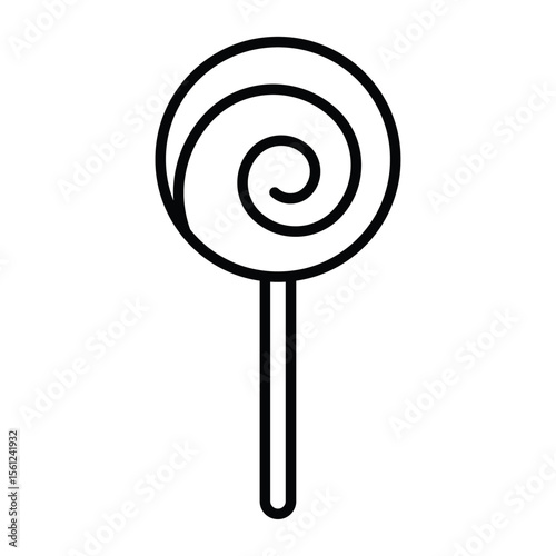 Lollipop icon Black and white outline flat sign vector
