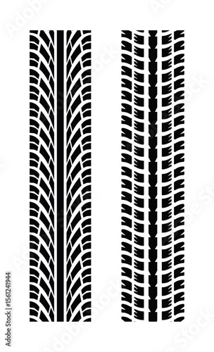 Black tyre tracks on white background