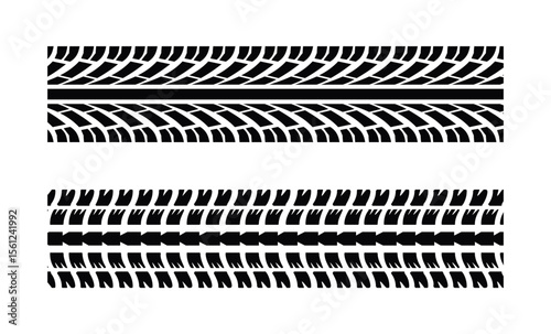 Black tyre tracks on white background