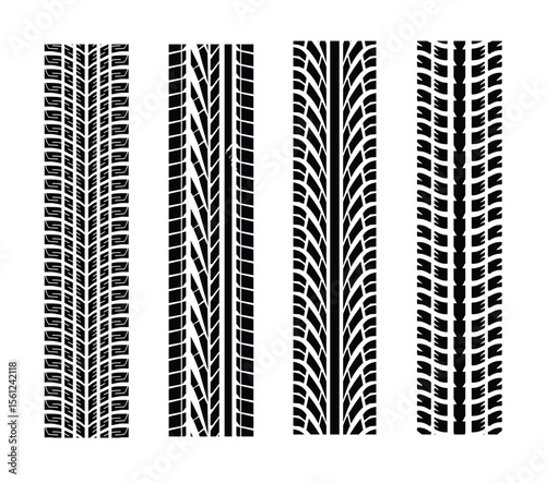 Black tyre tracks on white background