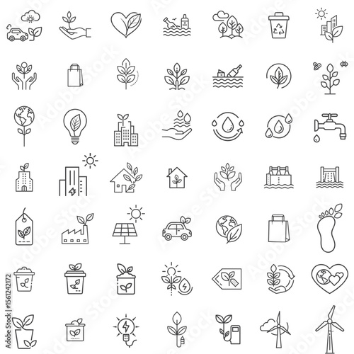 Ecology icon set for environmental websites, sustainability blogs, green presentations, conservation campaigns