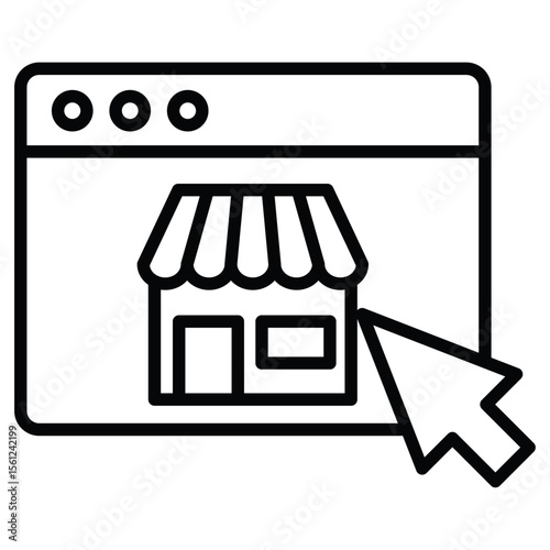 Marketplace icon Black and white outline flat sign vector