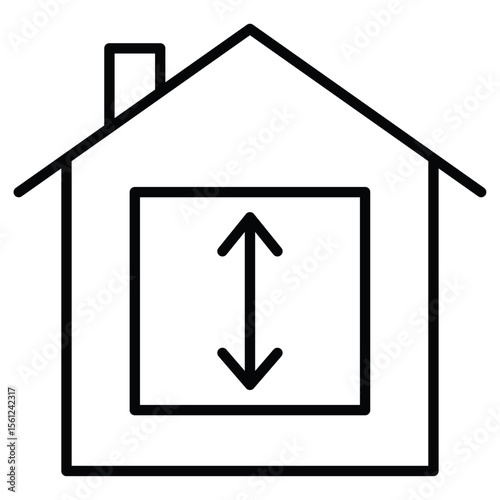 Minimum ceiling heights icon Black and white outline flat sign vector