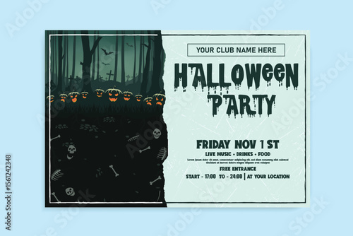 Halloween spooky party invitation card design