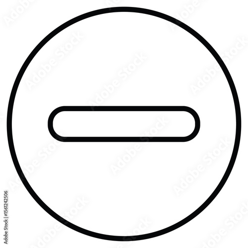 Negative sign icon Black and white outline flat sign vector