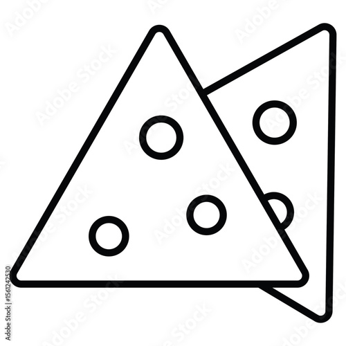 Nachos icon Black and white outline flat sign vector