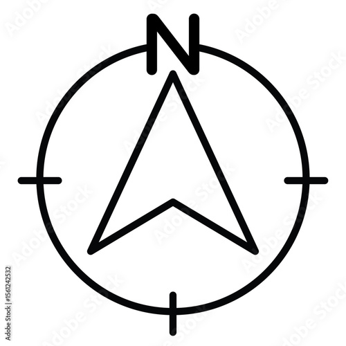 Navigator arrow icon Black and white outline flat sign vector