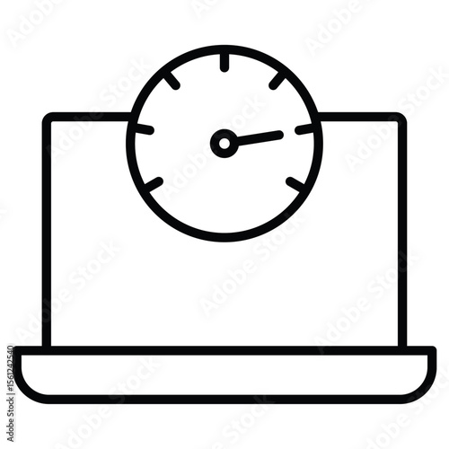 Network speed test icon Black and white outline flat sign vector