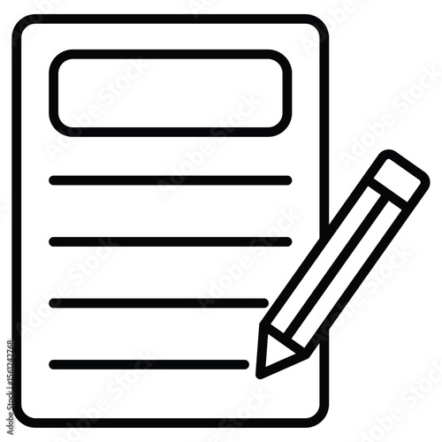 paperwork icon Black and white outline flat sign vector