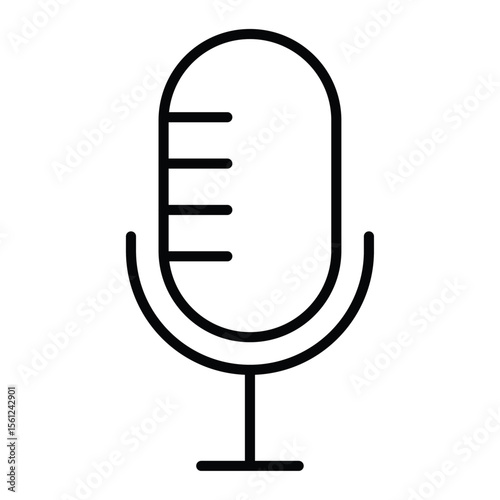Podcast Icon Black and white outline flat sign vector