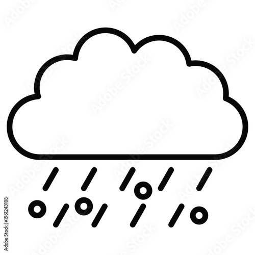 Rain icon Black and white outline flat sign vector