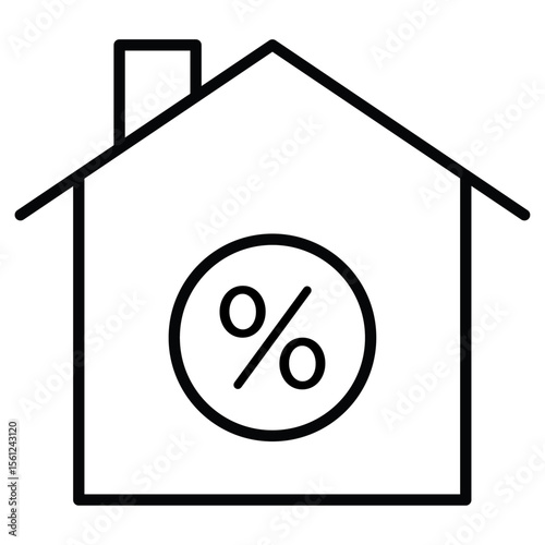 Rate for mortgage icon Black and white outline flat sign vector