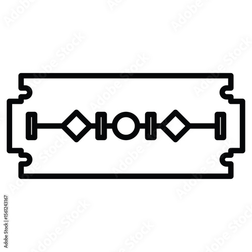 Razor blade icon Black and white outline flat sign vector