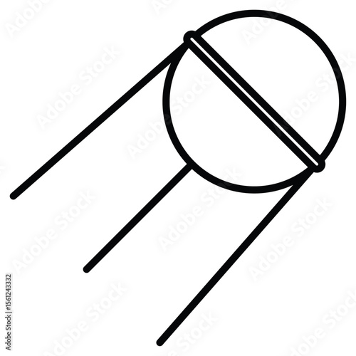 Satellite apparatus icon Black and white outline flat sign vector