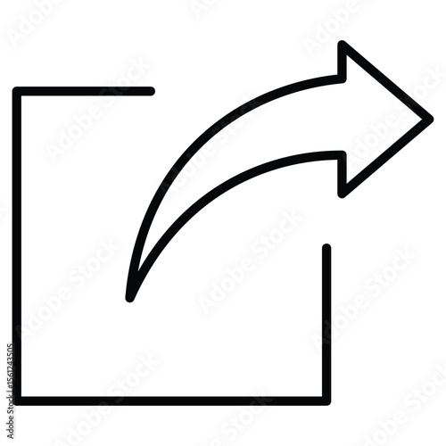 Share page icon Black and white outline flat sign vector