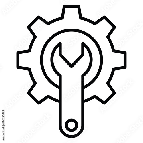 Setup icon Black and white outline flat sign vector