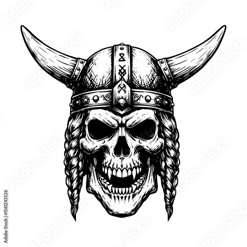 skeleton head viking warrior