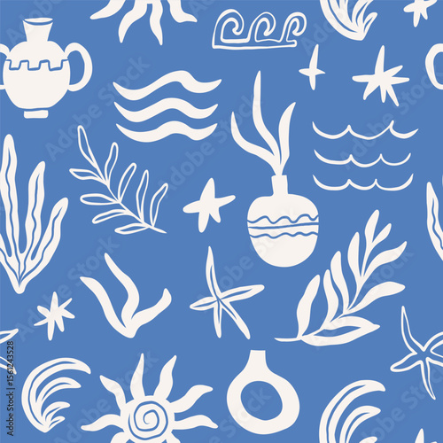 Hand drawn abstract mediterranean background