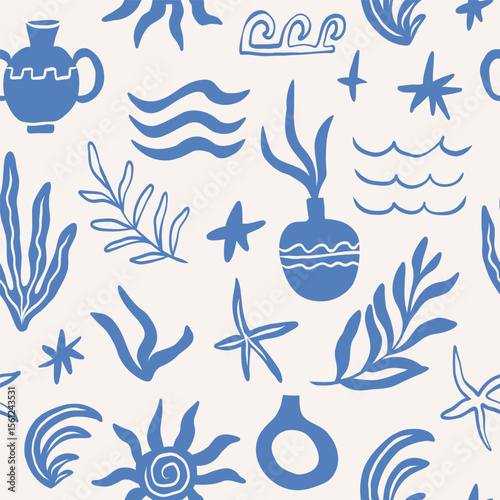 Hand drawn abstract mediterranean background