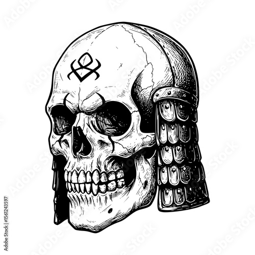 skeleton head mongolian warrior