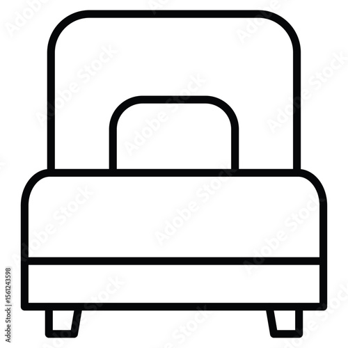 Single bed icon Black and white outline flat sign vector