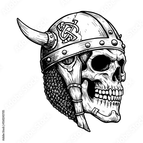 skeleton head viking warrior