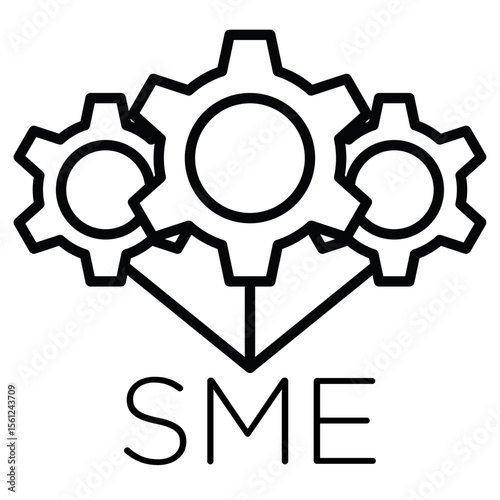 SME, small and medium enterprise icon Black and white outline flat sign vector