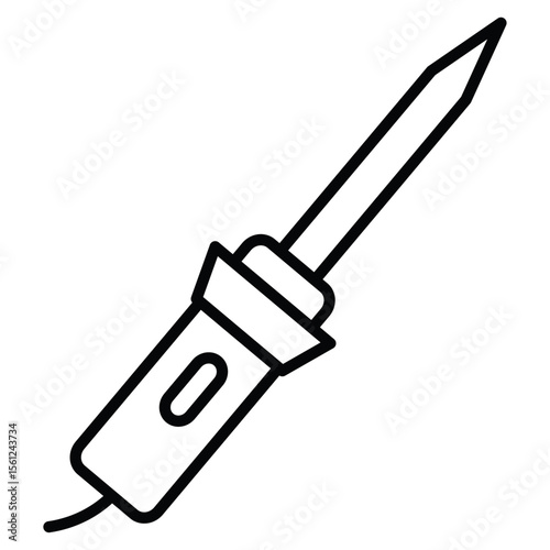 Soldering iron icon Black and white outline flat sign vector
