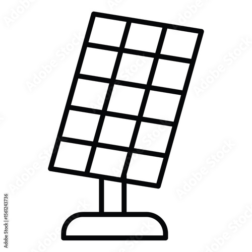Solar collector icon Black and white outline flat sign vector