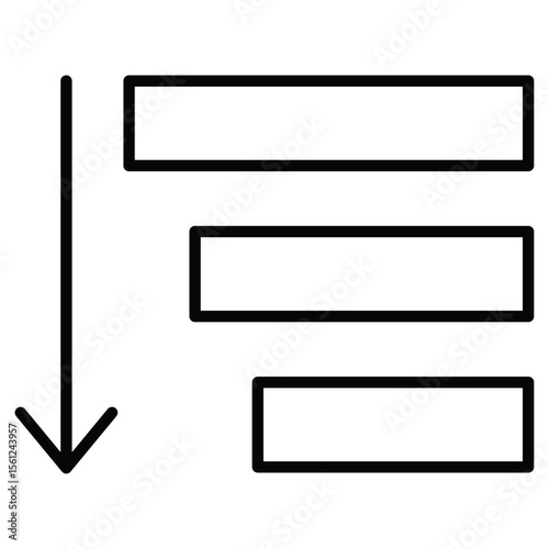Sort icon Black and white outline flat sign vector