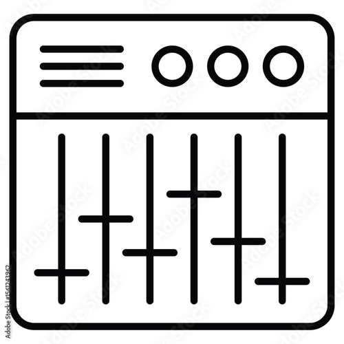Sound mixer icon Black and white outline flat sign vector