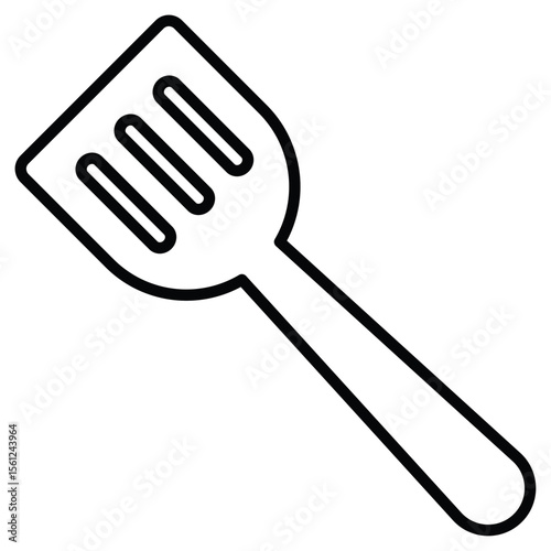 spatula icon Black and white outline flat sign vector