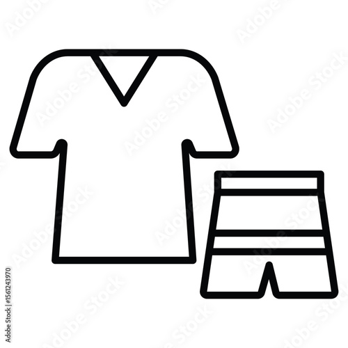 sportswear icon Black and white outline flat sign vector