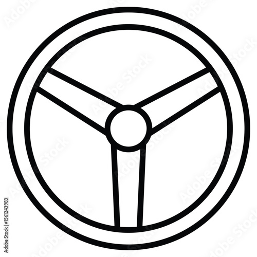 Steering wheel icon Black and white outline flat sign vector